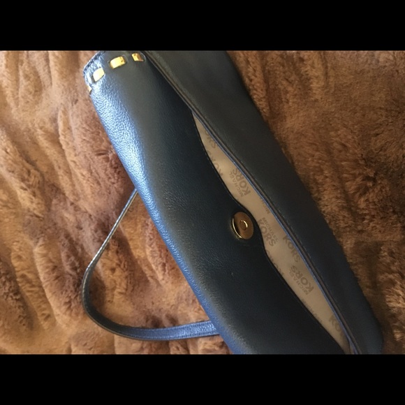 Michael Kors | Royal Blue Leather Gold Chain Shoulder Bag - Picture 11 of 11